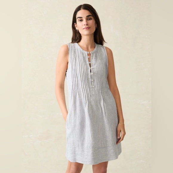 Faherty Dresses & Skirts - *New* Faherty Blue and White Striped Linen Dress, Size XL